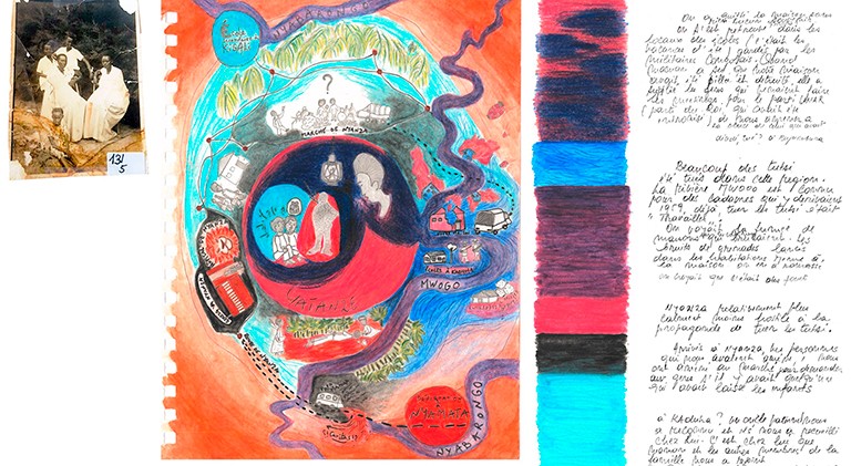 Detail of “La carte de l’enfance,” that includes a ‘sensibility map’. This poster was co-created by Élise Olmedo and Emmanuelle Kayiganwa. A detail of hand-drawn and handwritten poster.